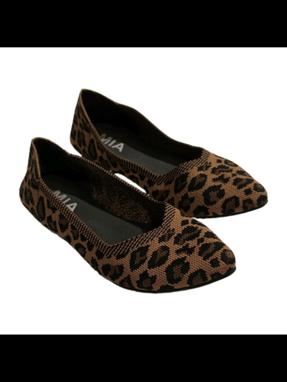 MIA Kerri Leopard Knit Pointed Toe Ballet Flats Size 6